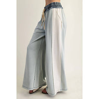 Style Usa - Color Block Denim Drawstring Pants
