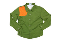 Blue Quail Clothing Co. Long Sleeve Shirt in orange green - kids' long sleeve top - detail view