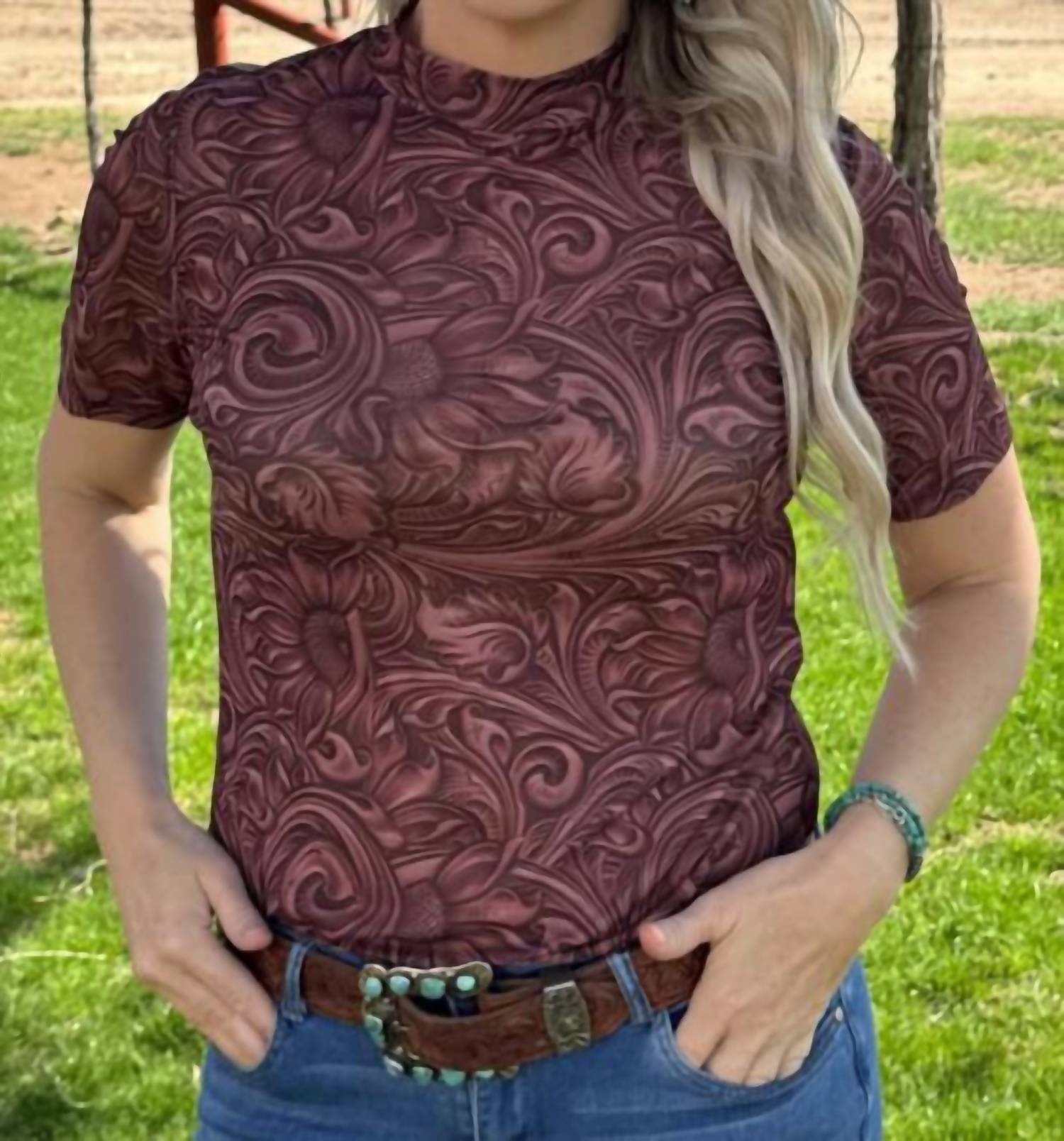 Sterling Kreek - Country Roads Short Sleeve Mesh Top
