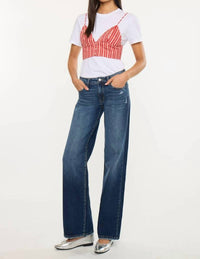 KanCan Mid Rise Wide Leg Jeans in dark wash 1 - women's jeans - alternate view