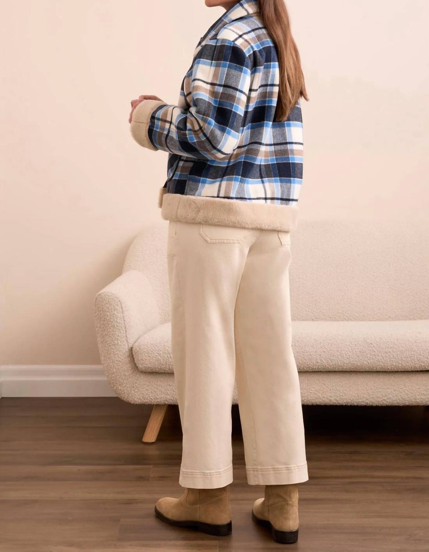 Tribal - Plaid Jacket With Sherpa Trim And Lining