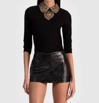 alice + olivia Porla Collared Sweater in black - women's sweater