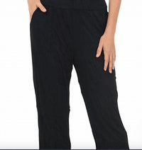 Shana Apparel Pull-on Crinkle Pants in black - women's pants - detail view