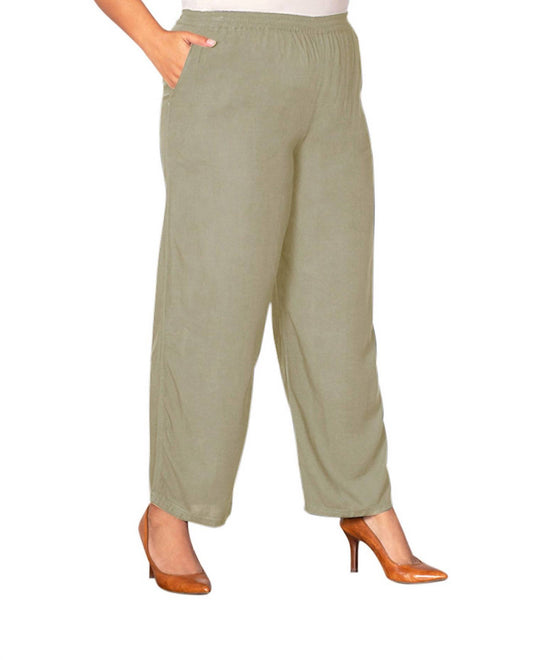 On The Plus Side - Essential Wide Leg Rayon Pants - Plus