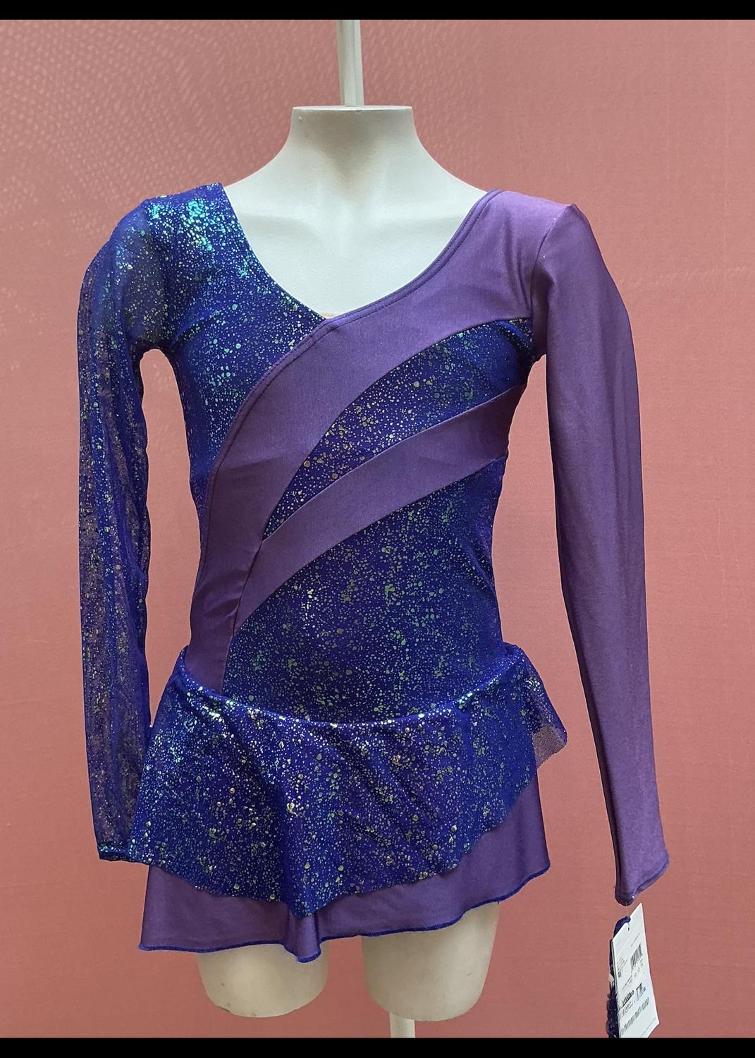 Mondor - Girl's' Shimmer Sparkle Asymmetrical Long Sleeve Skate Dress