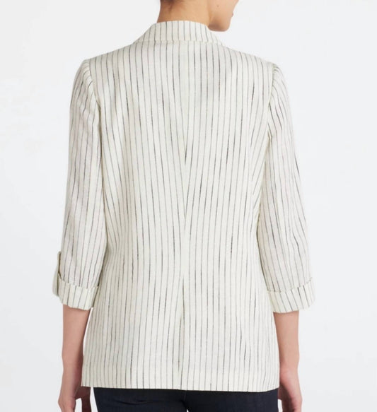 Skies Are Blue - Linen Blend Pinstripe Blazer