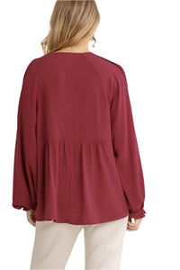 Umgee - Pleated Detail Babydoll Top