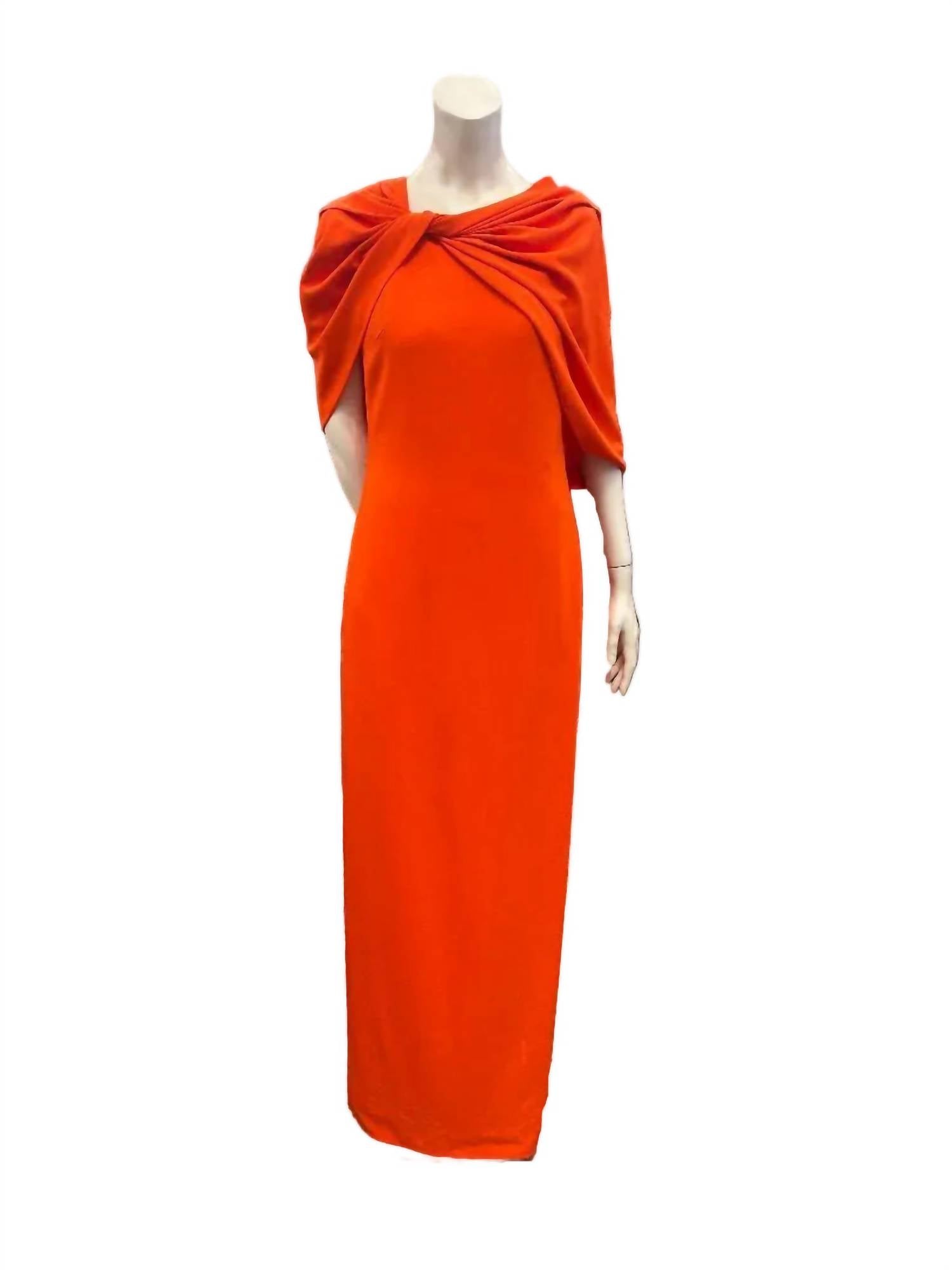 Oscar De La Renta - Women's Draped Sleeve Cady Column Gown