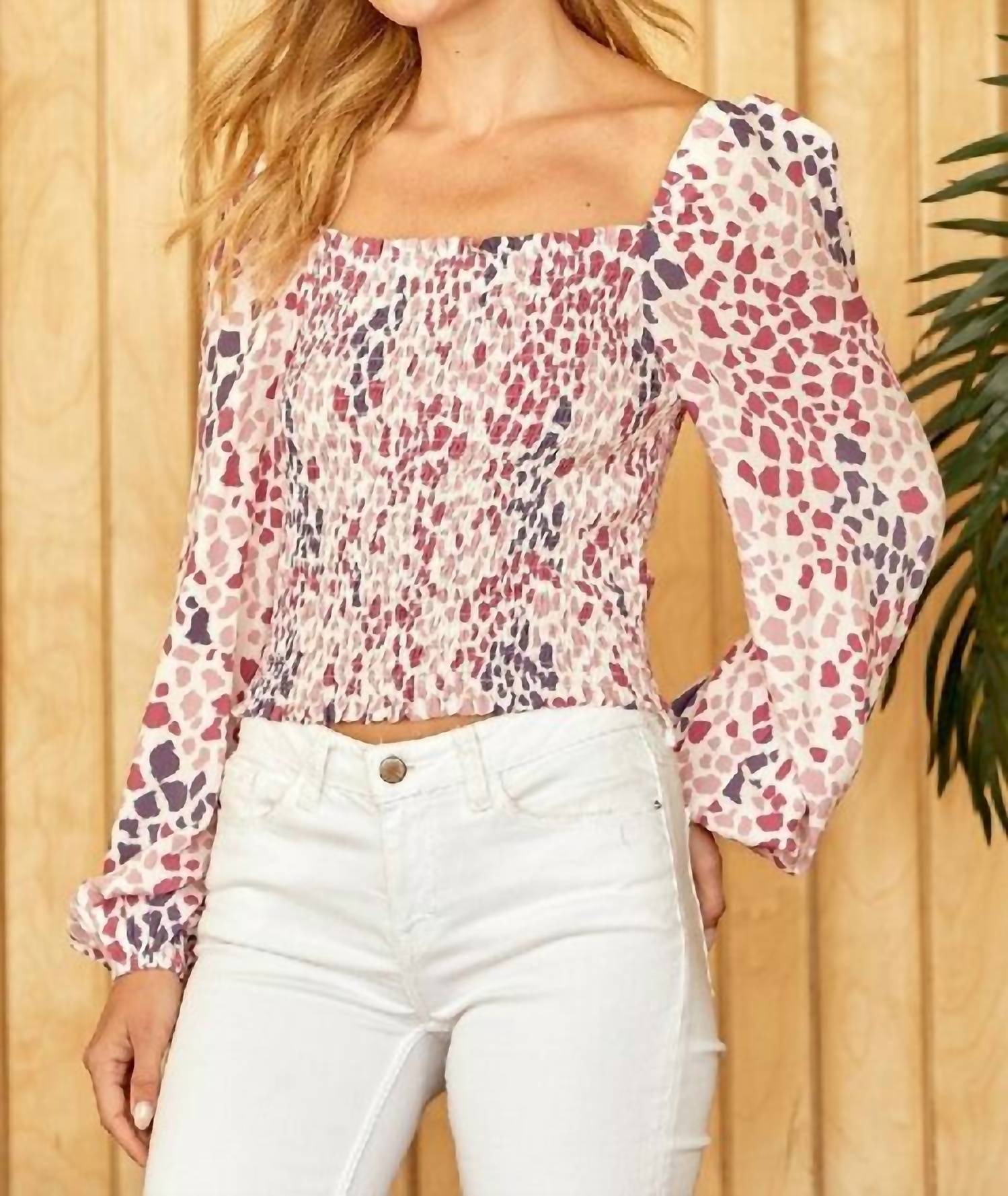Andree By Unit - Emily Wonder Colorful Leopard Smocked Top