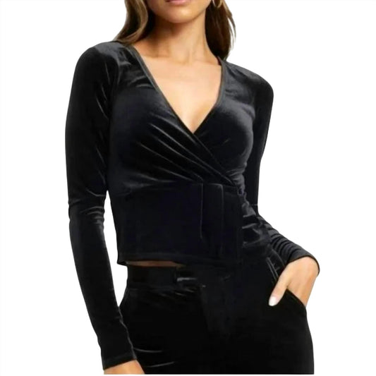 Good American - Velvet Long Sleeve Wrap Top