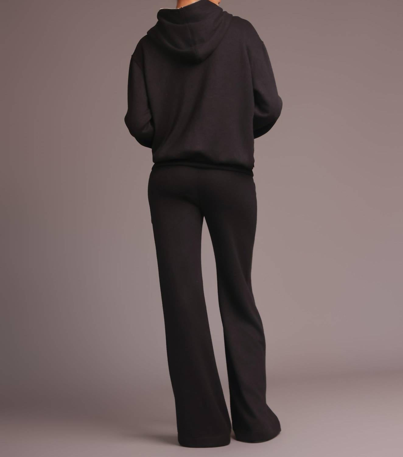 HEROINE SPORT Luxurious Double Knit Plush Hoodie in black - women's top - detail view