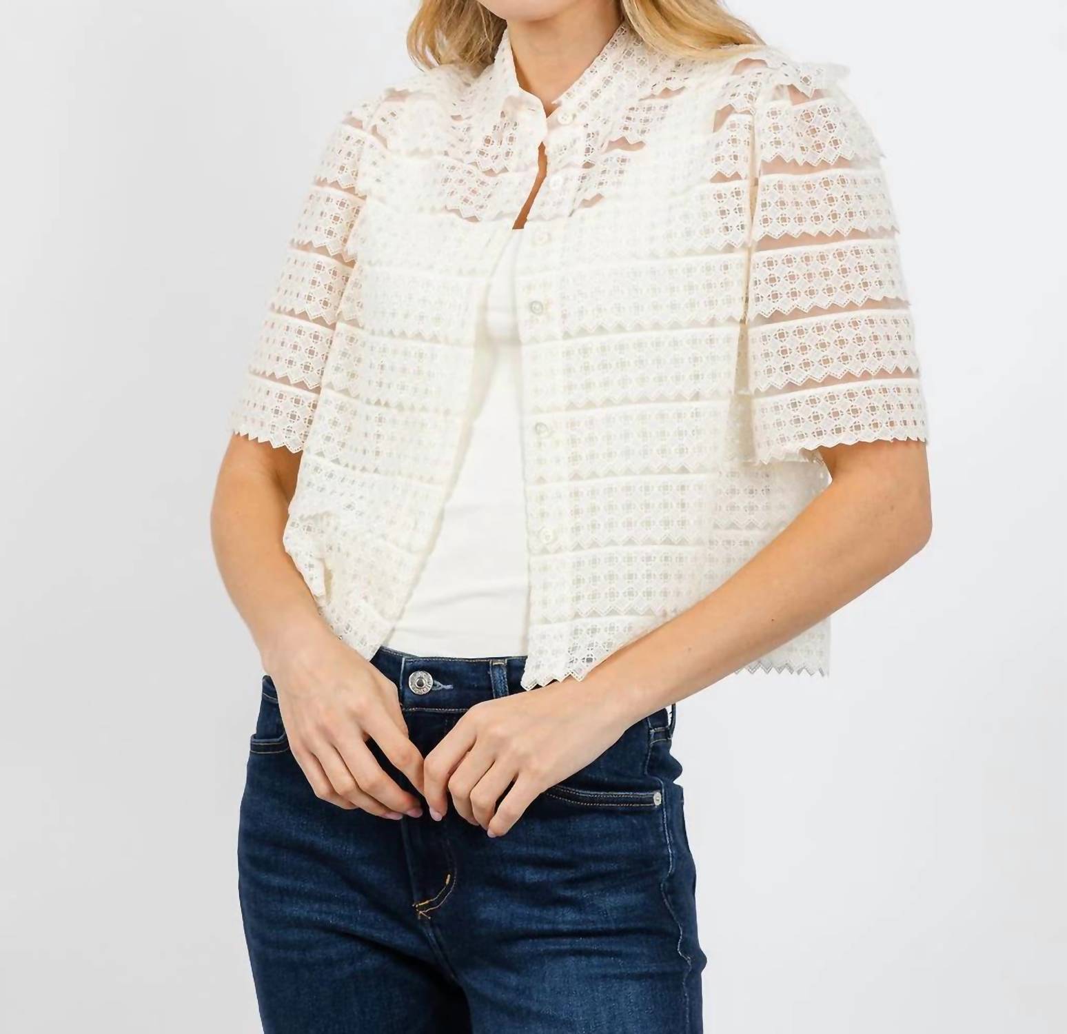 Frame - Lattice Crochet Blouse