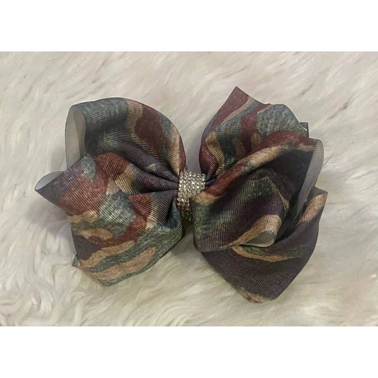 Kids Charm - Girl's Camouflage Rhinestone Hair Bow