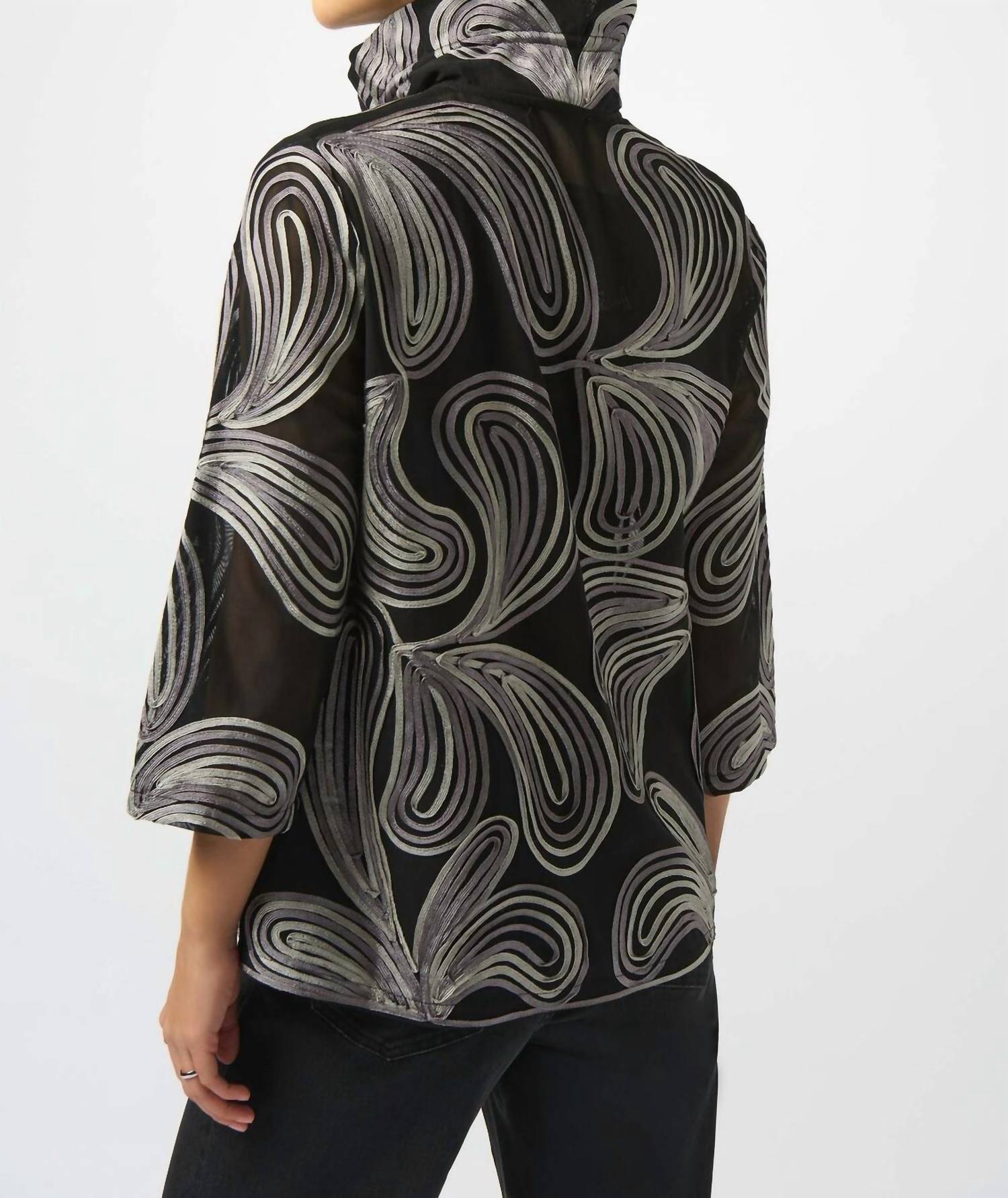 Joseph Ribkoff - Embroidered Mesh Straight Jacket