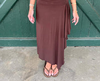 Nia - Mar Asymmetric Ruffle Mesh Midi Skirt