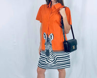 IslaPayal Women's Athena Mini Dress in zebra orange - women's dress - detail view