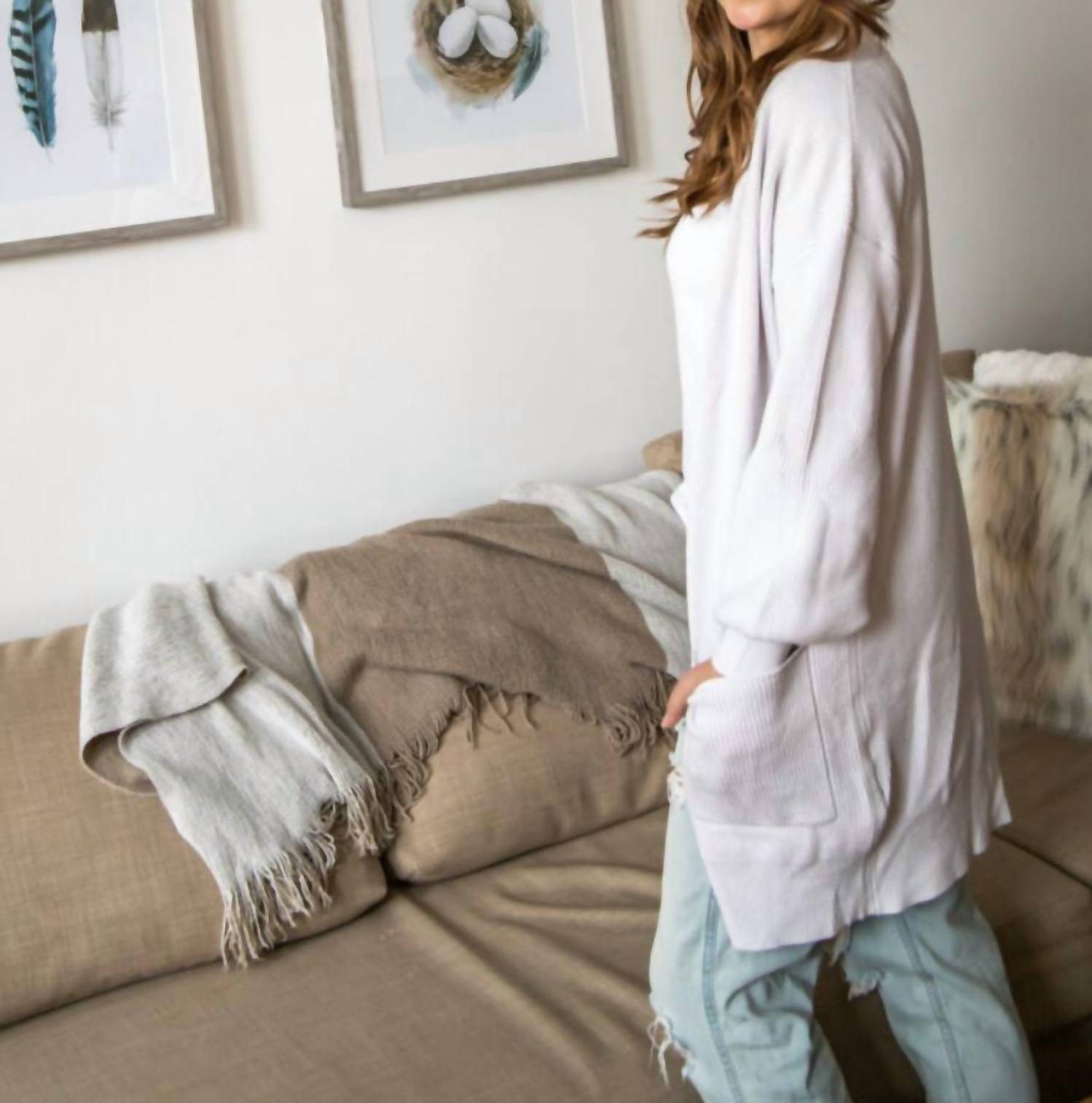 Ontwelfth - Open front poet sleeve cardigan