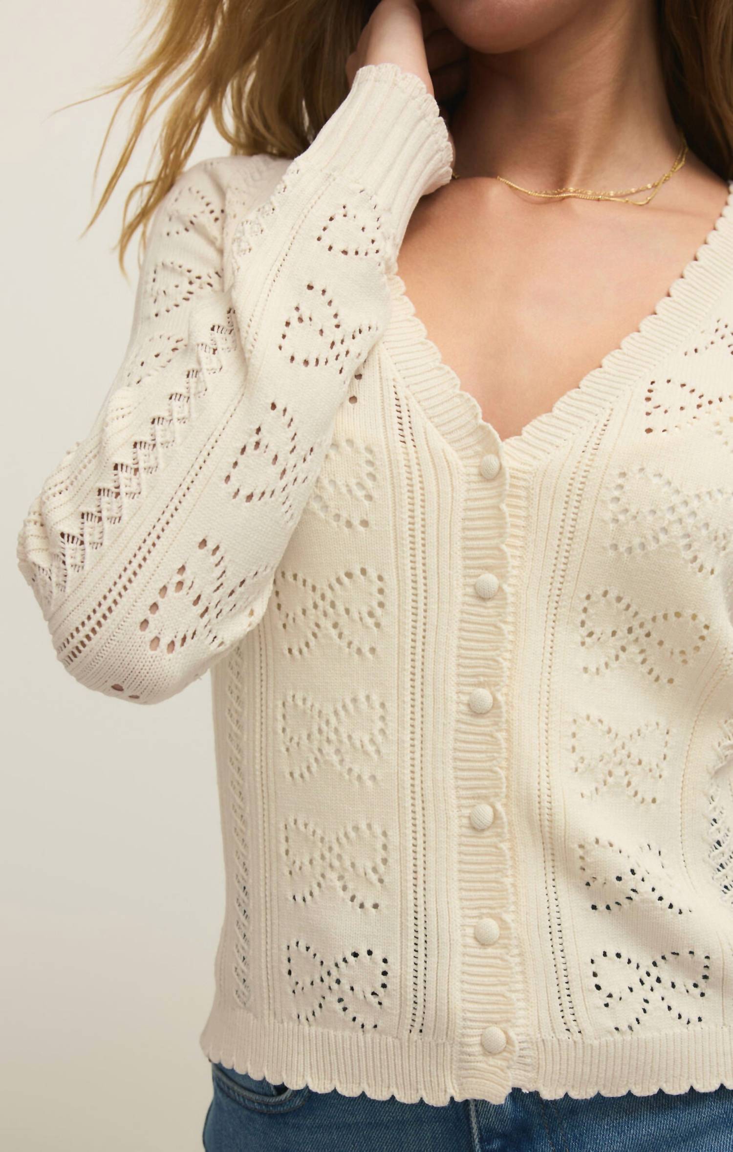 Z Supply Gema Long Sleeve Cardigan in cloud - women's cardigan - view 5