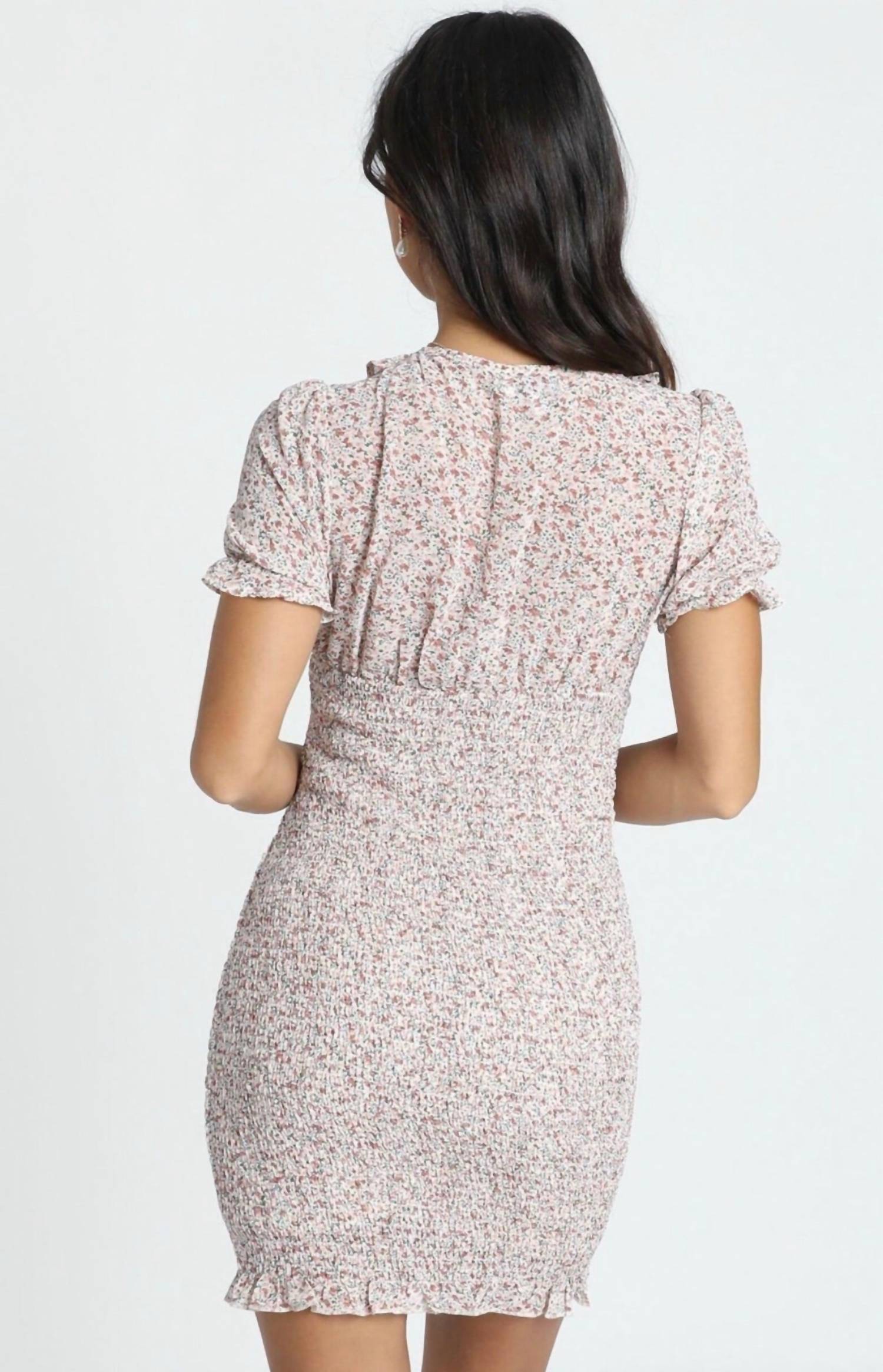 Shareen Collections Floral Dress in beige - women's dress - detail view