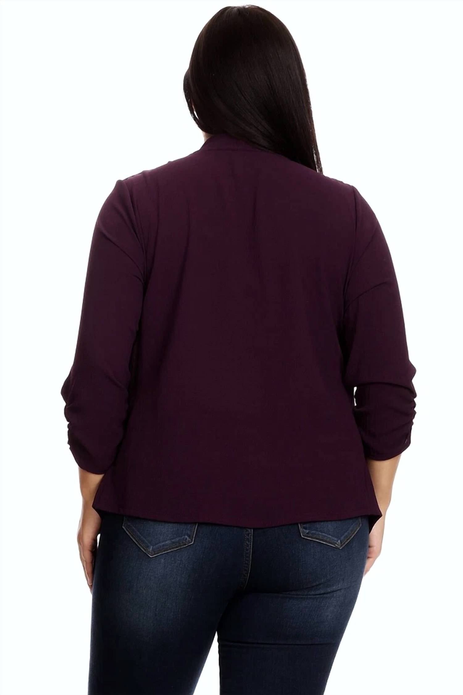 Moa - Open Front Waist Length Blazer Cardigan