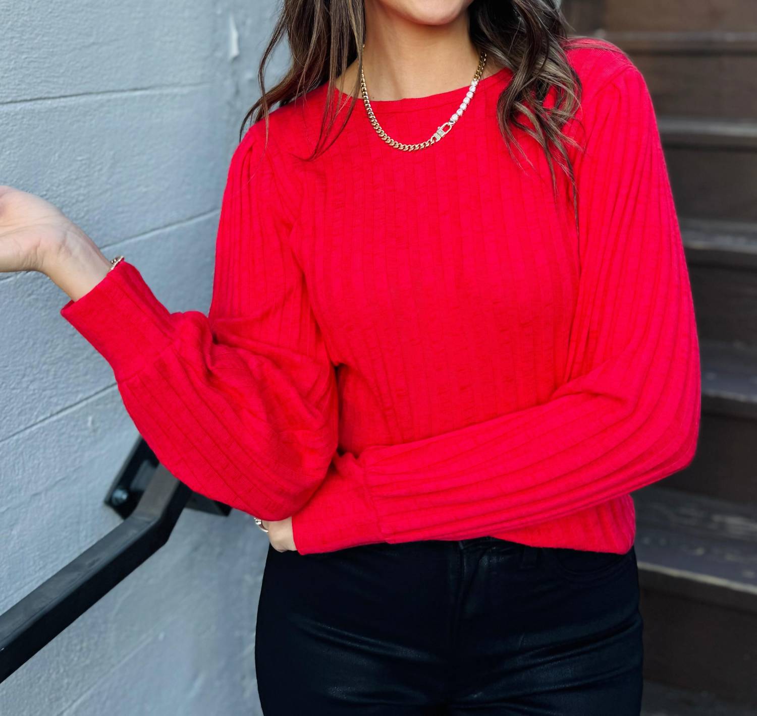 Michael Stars - Jeanie Crewneck Puff Sleeve Top