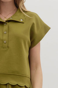 Entro - Scalloped Pullover Top