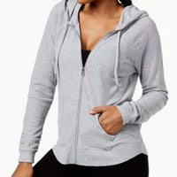 CALVIN KLEIN Zip-up Hoodie in gray - women's top - detail view