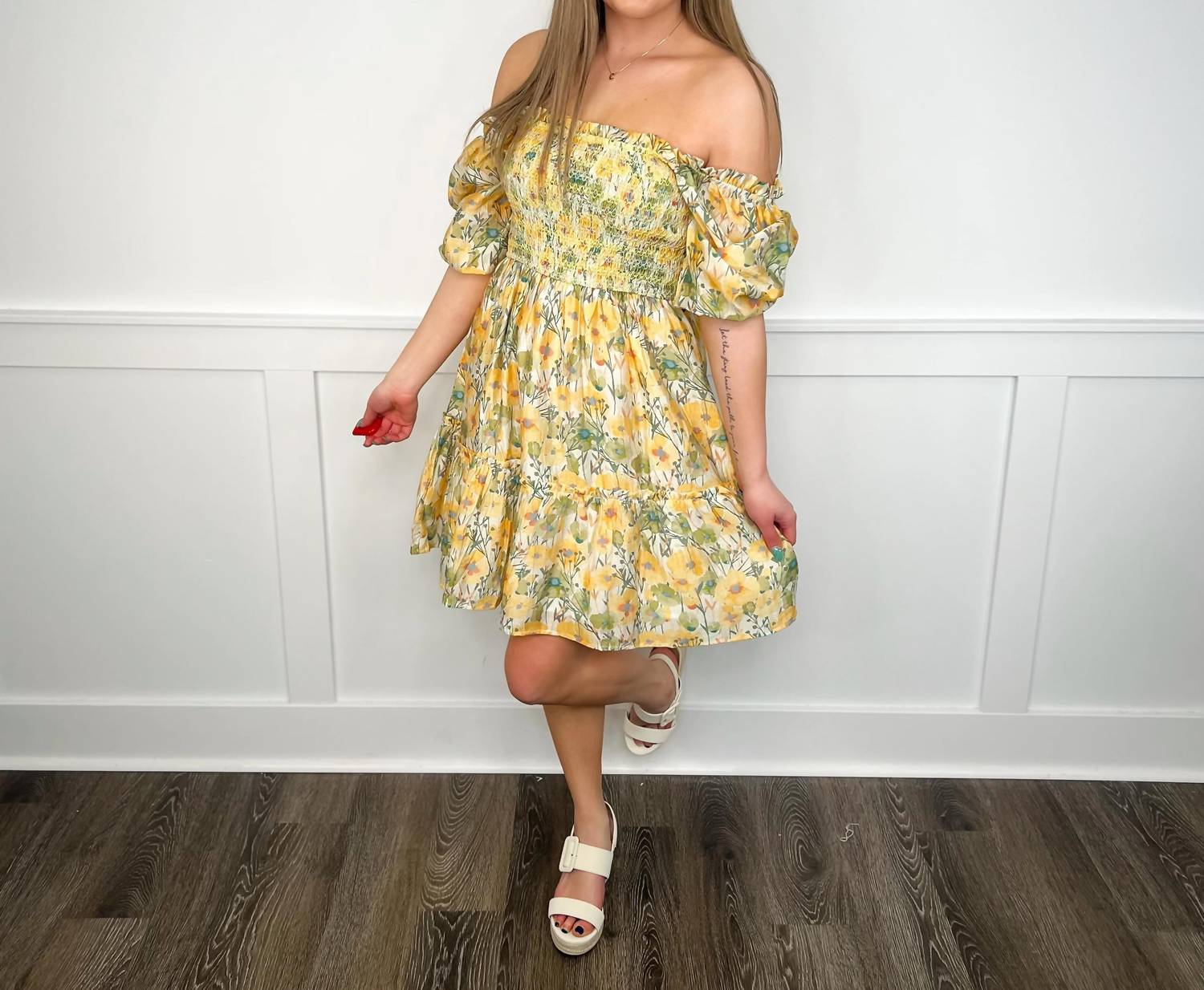 Rokoko - Spinning Through Wildflowers Off Shoulder Mini Dress