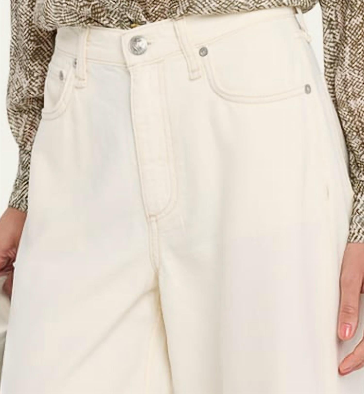 Rag & Bone Featherweight Andi High Rise Wide Leg Jeans in ecru - women's pants - detail view
