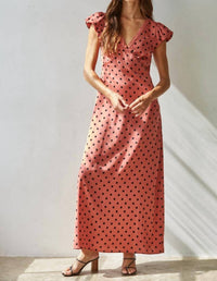 By Together Eleine Dotted Dress in dusty red - women's dress
