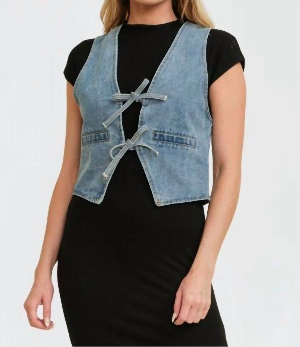 Cloud Ten - Tie Front Denim Vest
