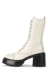 Jeffrey Campbell - Women's Locust Leather Lace Up Chunky Moto Combat Boots