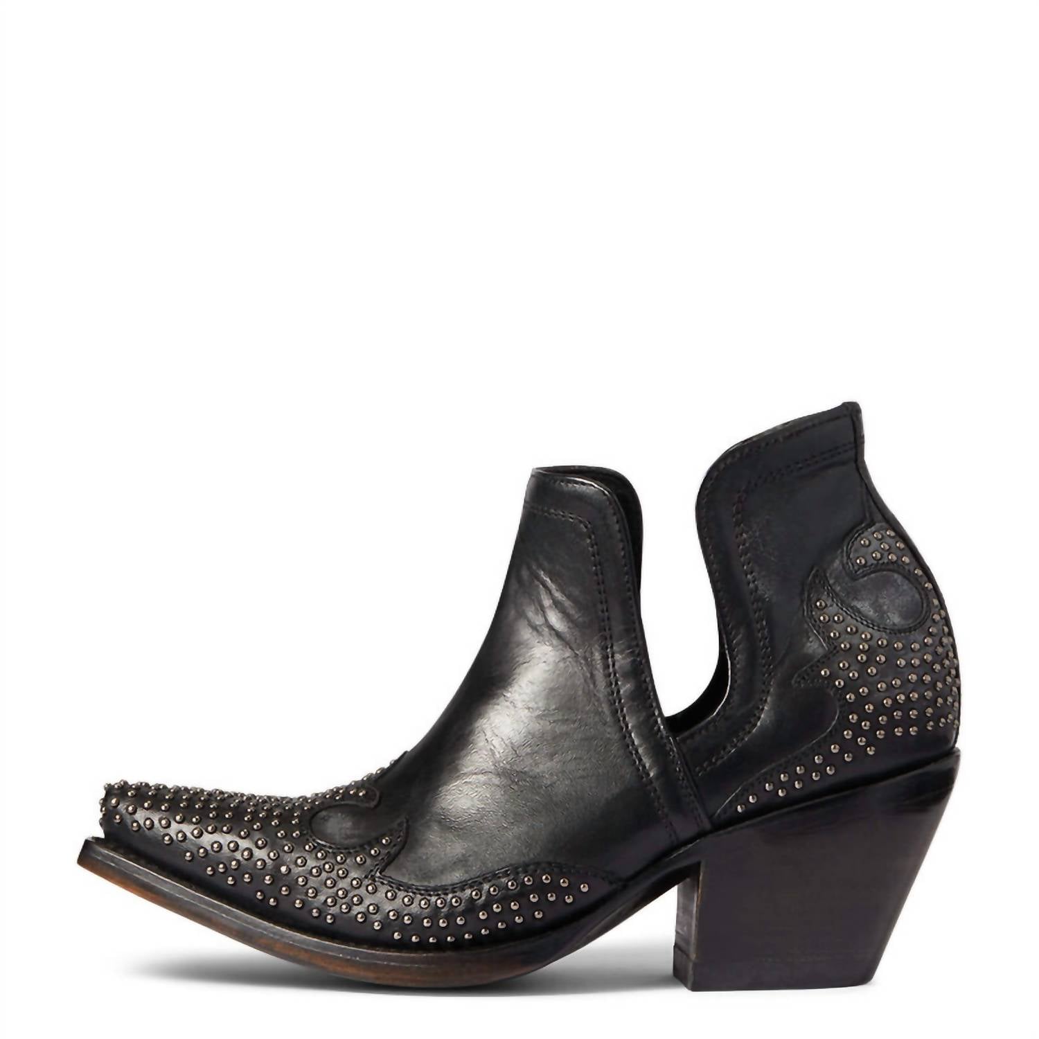 ARIAT Women's Dixon Studded Wingtip Western Bootie in true black - women's shoe