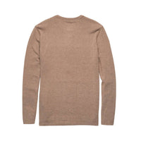 Surfside Supply Men's Sean Ultra Soft Classic Henley Top in camel heather - men's long sleeve top - detail view