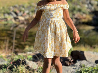 Meerahi - Pastel Floral & Bird Printed Summer Ruffle Dress
