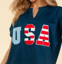 Haptics - Give Me Liberty Boxy Short Seeve V-neck Tee