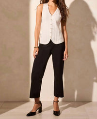 Tribal - Button-up Sweater Vest With Wood Buttons