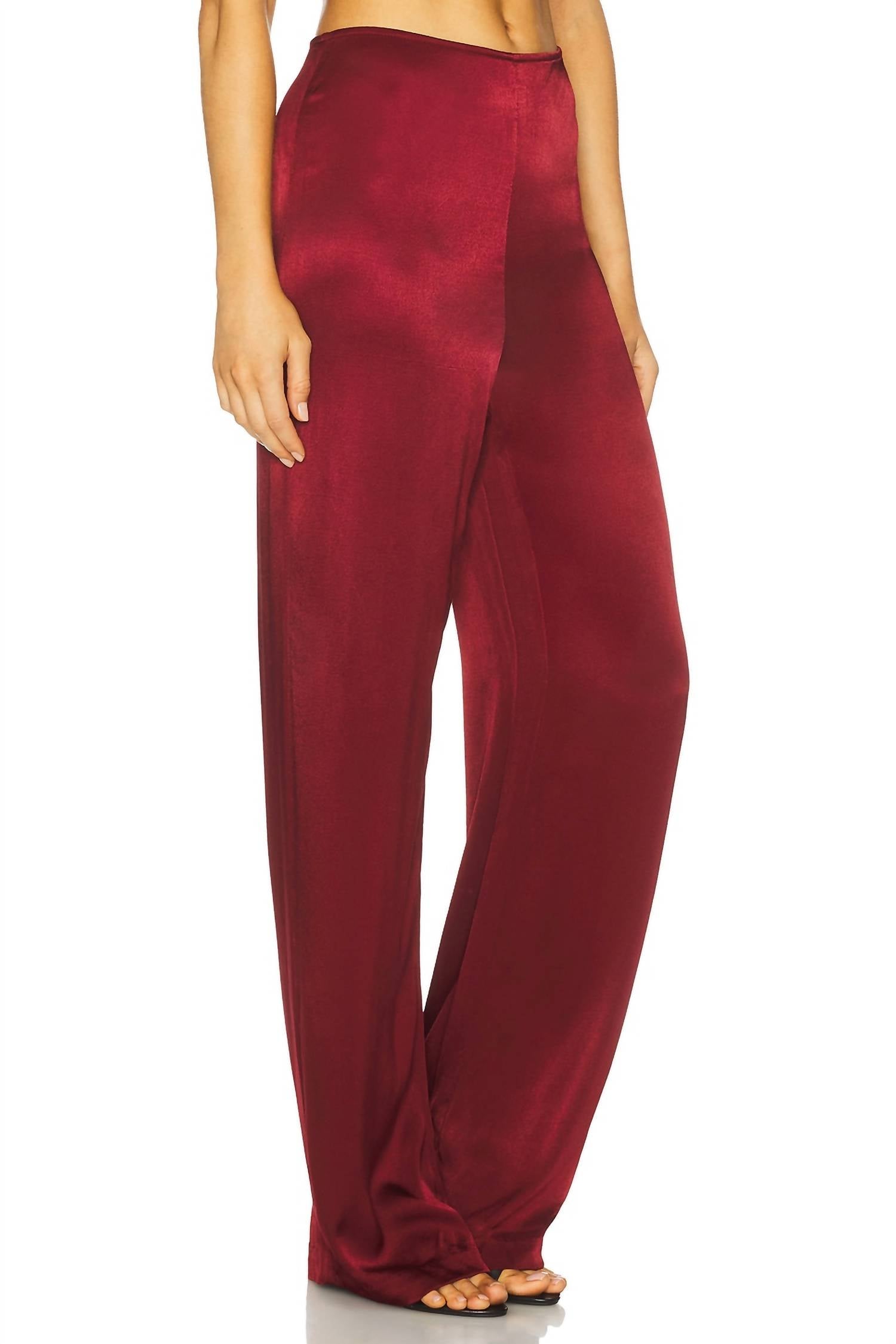 BARDOT Devin Wide Leg Trouser Pant in burgundy - women's pants - view 4