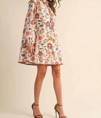 &Merci - Exclusive Print Blanket Stitch Buttoned Mini Dress