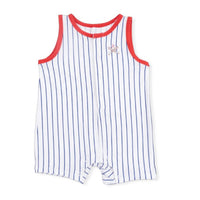 Angel Dear - Kids Baseball Stripe Bamboo Sleeveless Shortie Romper