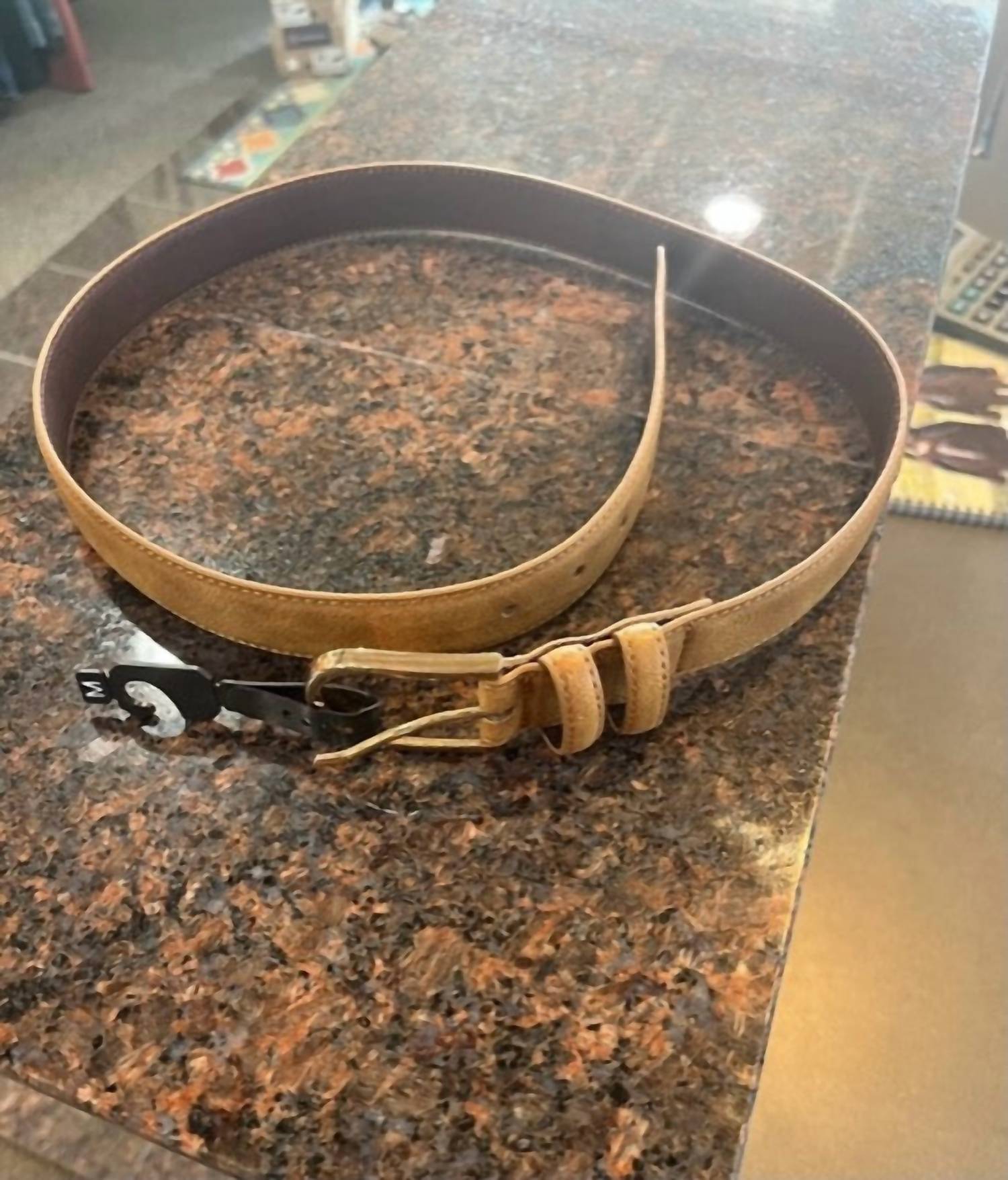 Blank Women's Genuine Leather Golden Buckle Belt in beautiful tan - women's accessory