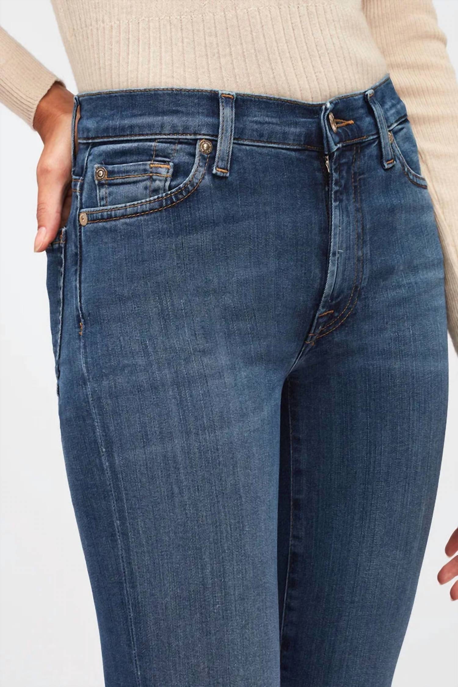 7 For All Mankind High Waist Super Skinny Jeans in dark wash denim - women's jeans - alternate view