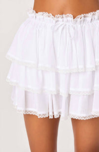 ASTR Women's Genever Tiered Ruffle Mini Skirt in white - women's skirt - view 4