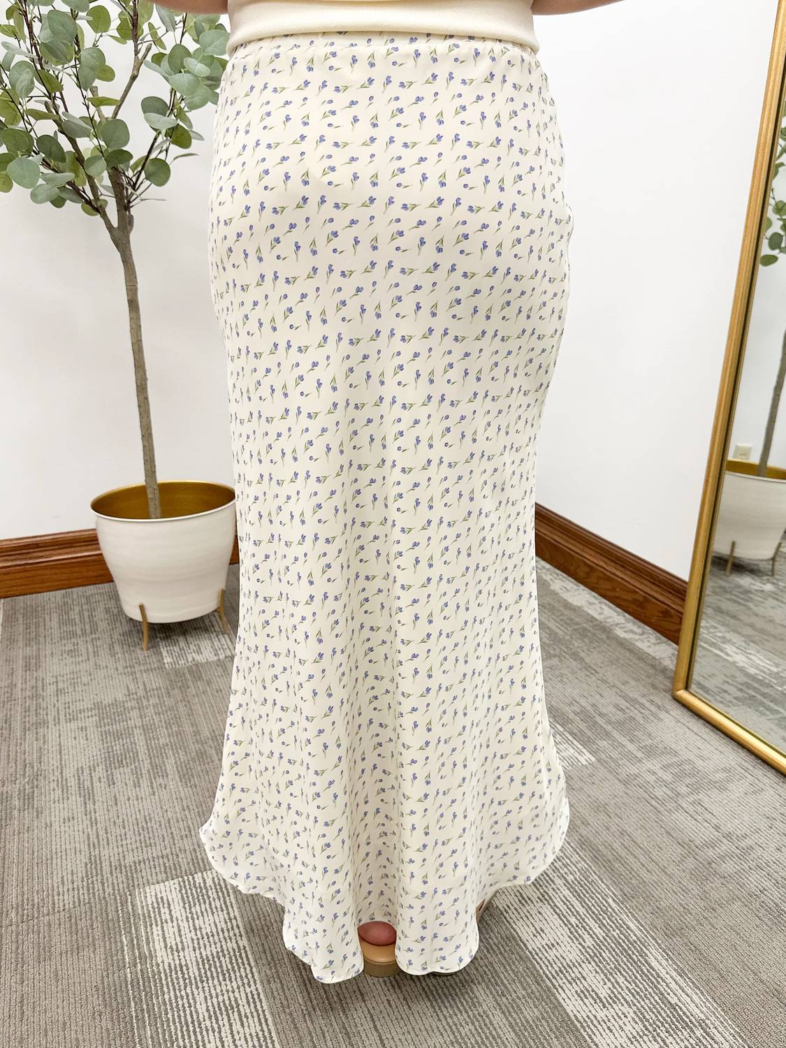 Wishlist - Floral Satin Midi Skirt