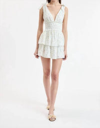 Sky To Moon - Penelope Ditsy Eyelet Tie Strap Layered Lace Mini Dress