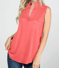 Heimish Usa - Mandarin Collar Sleeveless Top