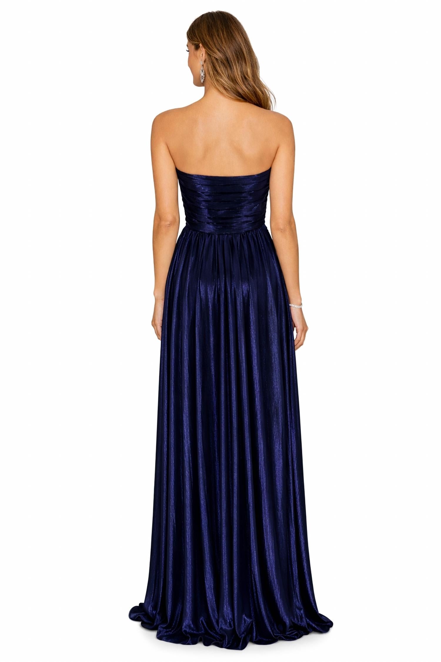 Retrofete - Strapless Metallic Pleated Gown