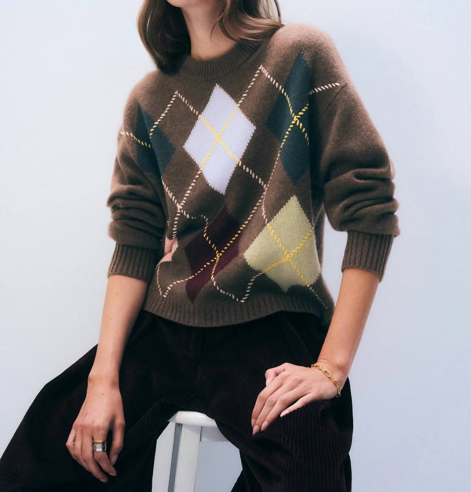 White + Warren - Cashmere Argyle Sweater