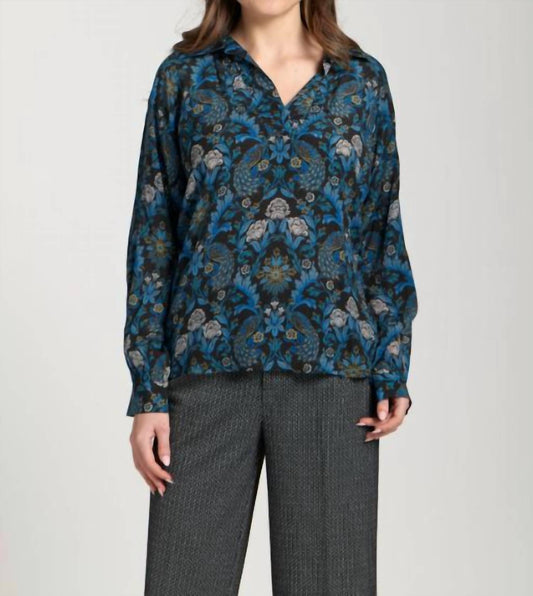 Apny - Floral Half Placket Blouse