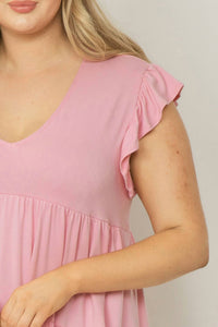 entro Tiered Ruffle Babydoll Top in baby pink - women's shirt - view 4